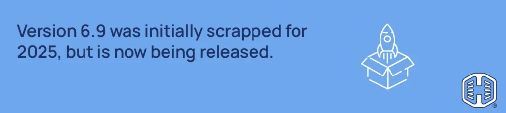 Initially scrapped for 2025, version 6.9 is back on the release schedule