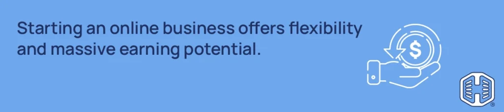 Strip Banner Text - Starting an online business offers flexibility and massive potential income