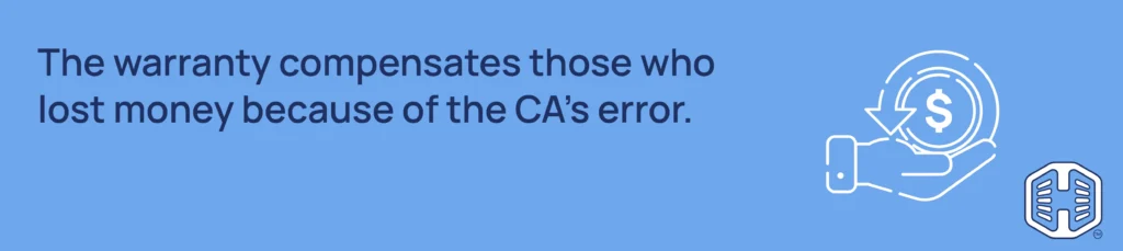 Strip Banner Text - The warranty compensates those who lost money because of the CA’s error.