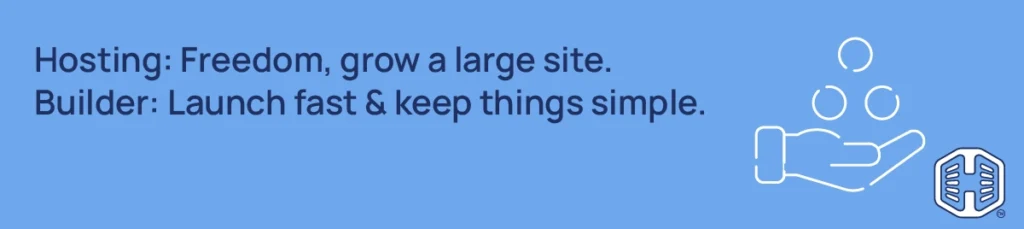 Strip Banner Text - Hosting: Freedom, grow a large site. Builder: Launch fast & keep things simple.