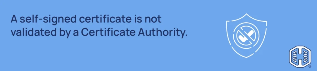 Strip Banner Text - A self signed certificate is not validated by a Certificate Authority.