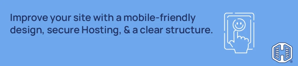 Strip Banner Text - Improve your site with a mobile-friendly design, secure Hosting, & a clear structure